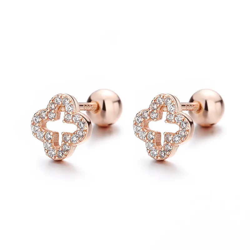 925 silver gold plated studs earrings