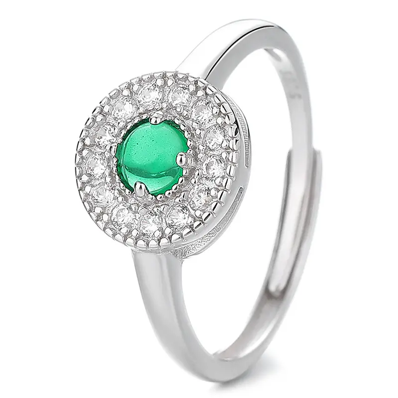 emerald silver ring