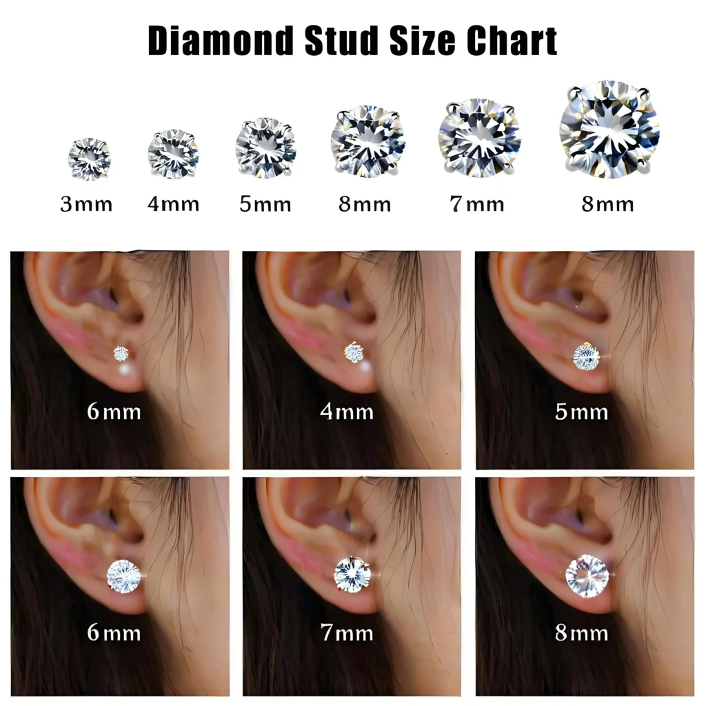 diamond earrings size chart