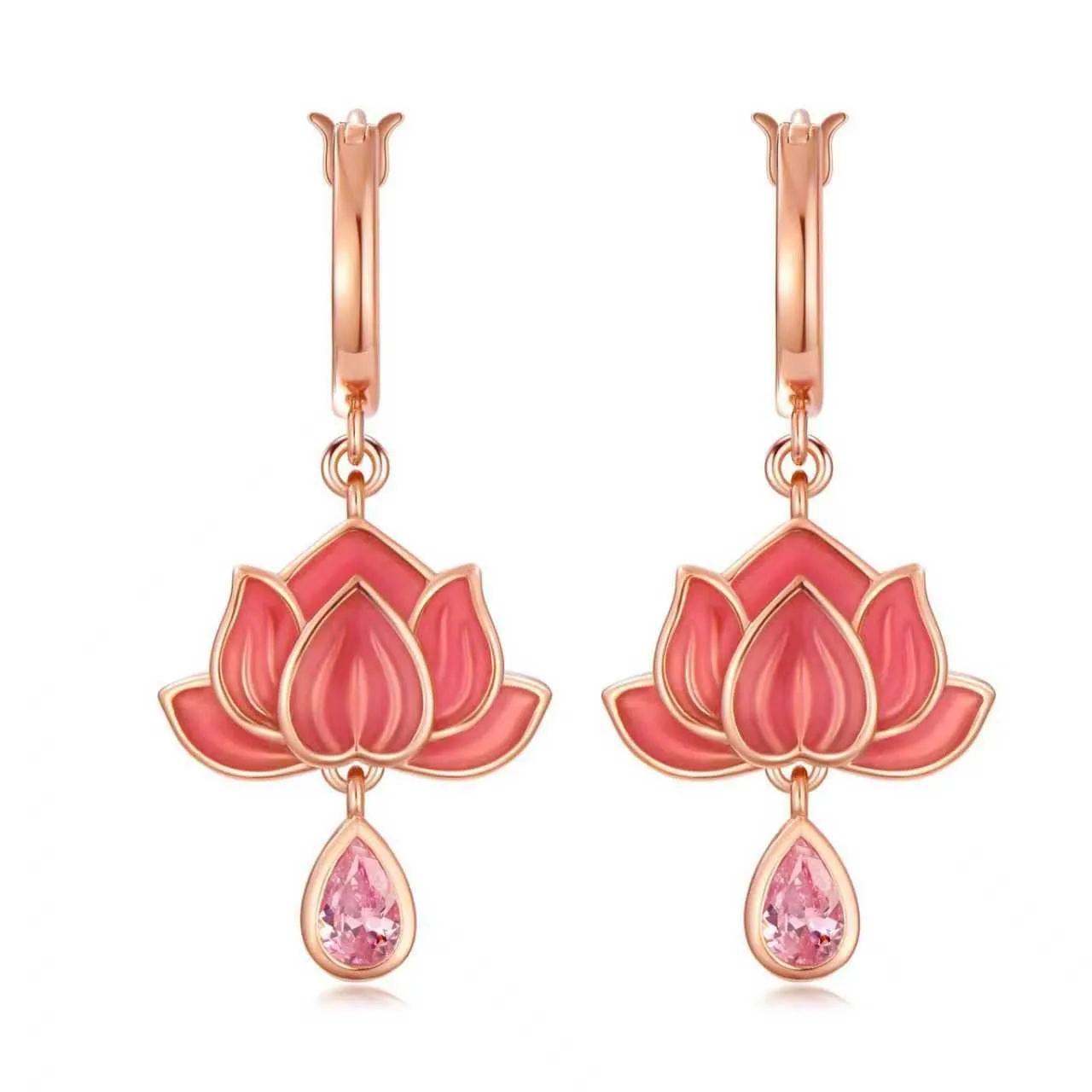 Lotus Enamel Earrings